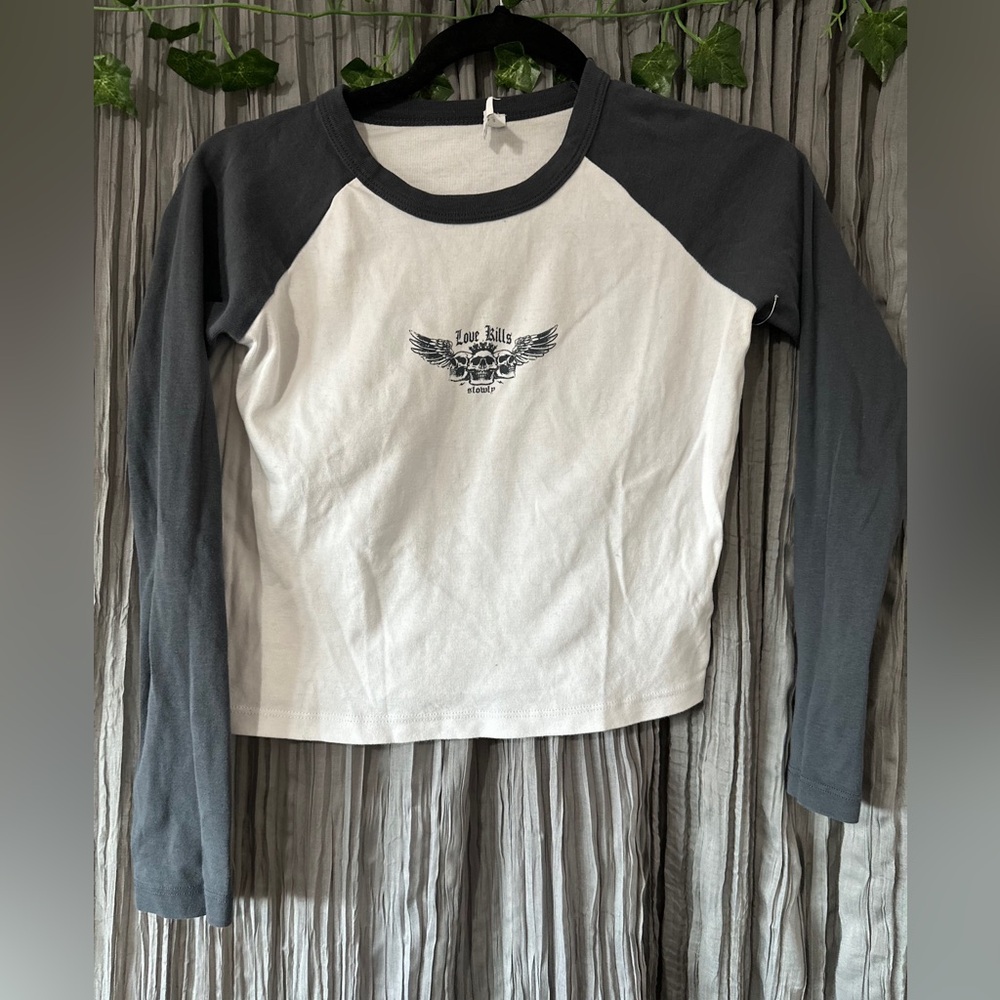 White baseball style tee